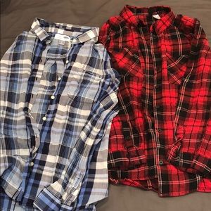 H&M Red Plaid & Old Navy Blue Plaid Flannels